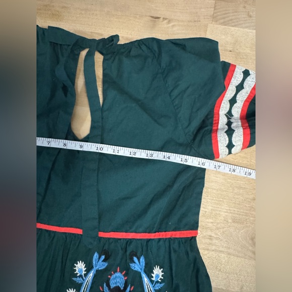 Anthropologie Green Embroidered Long Sleeve Dress - Picture 9 of 10
